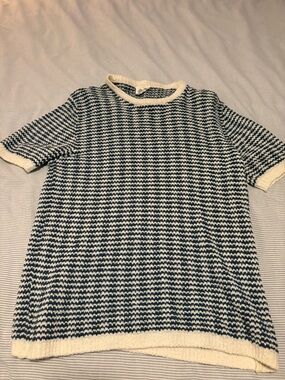 Octobre Éditions Blue and Cream Knit Top